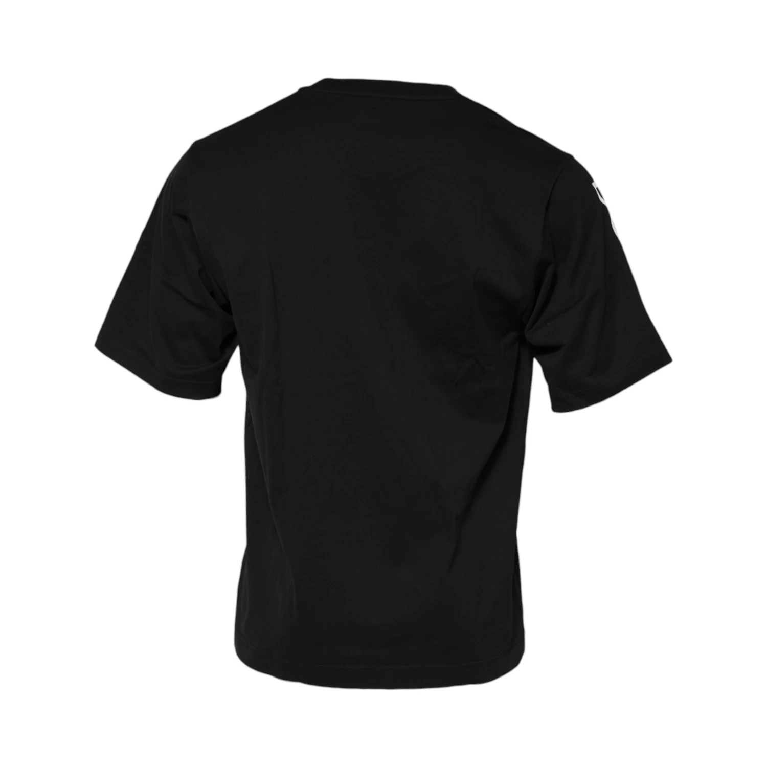 Black Logo Print Cotton Men Crew Neck T-shirt