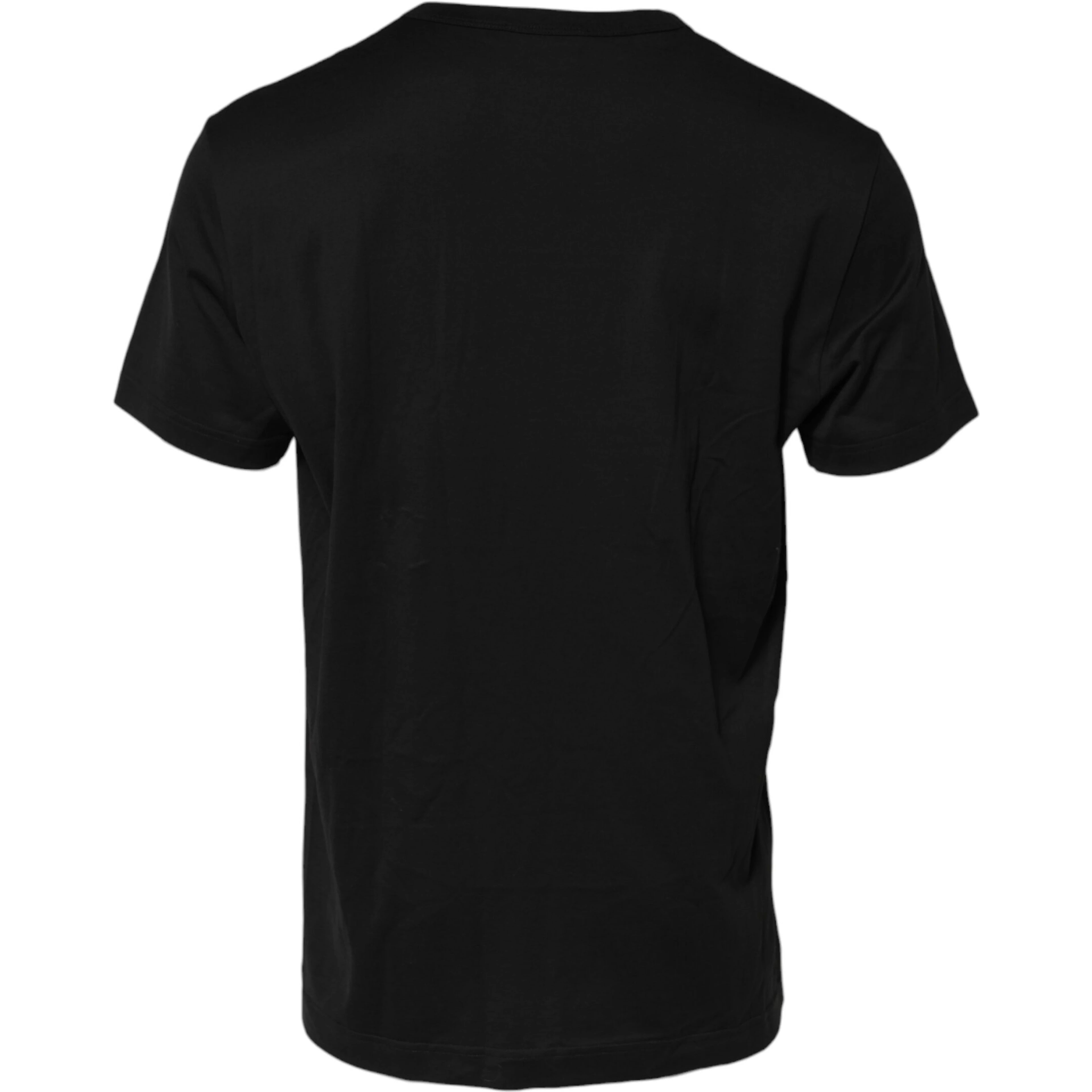 Black Embossed Logo Cotton Crew Neck T-shirt