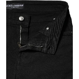 Black Cotton Skinny Mid Waist Denim Jeans