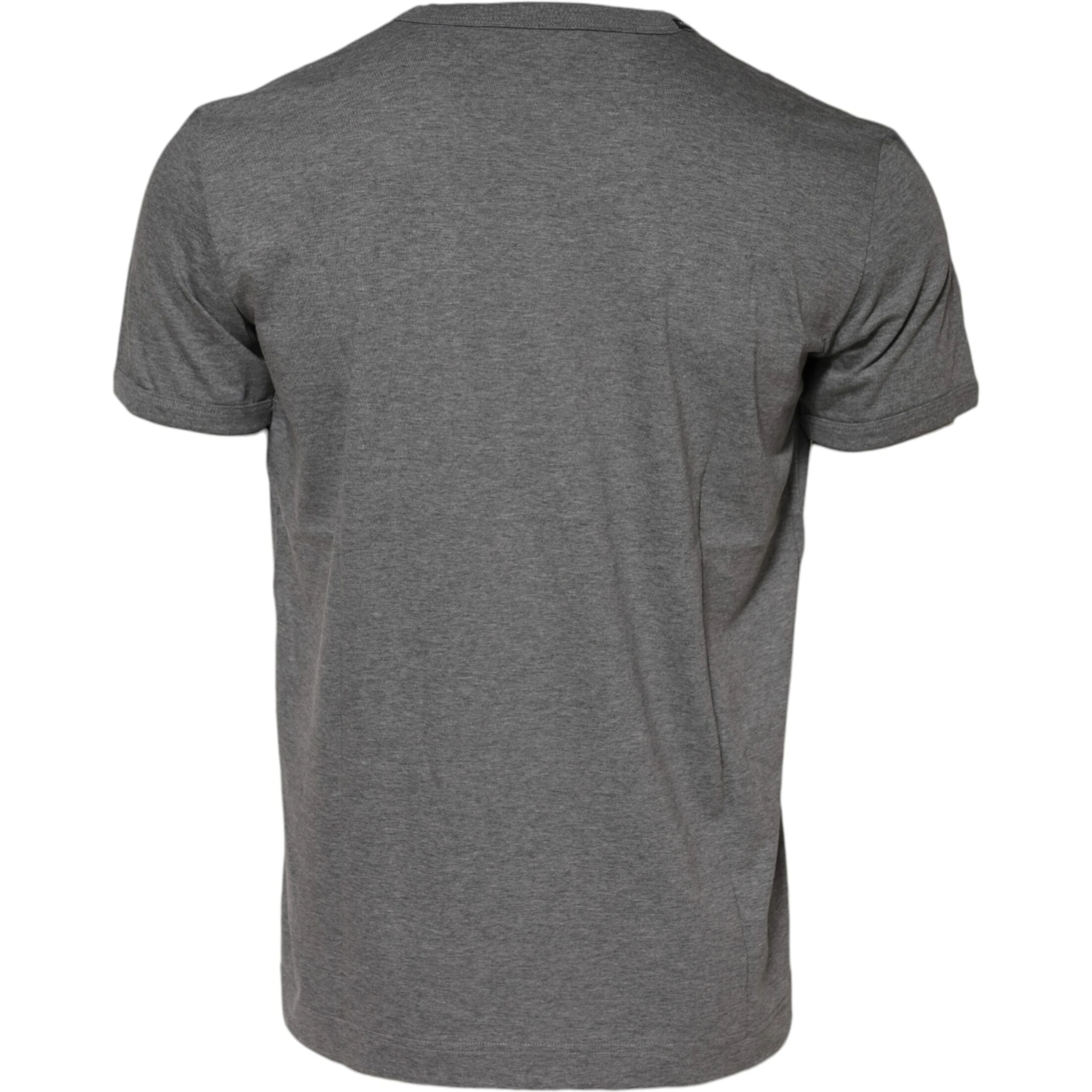 Gray Cotton Crew Neck Short Sleeves T-shirt