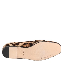 Brown Leopard Print Crystals Loafers Flats Shoes