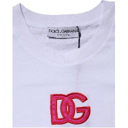 White Cotton DG Logo Embroidery Top T-shirt