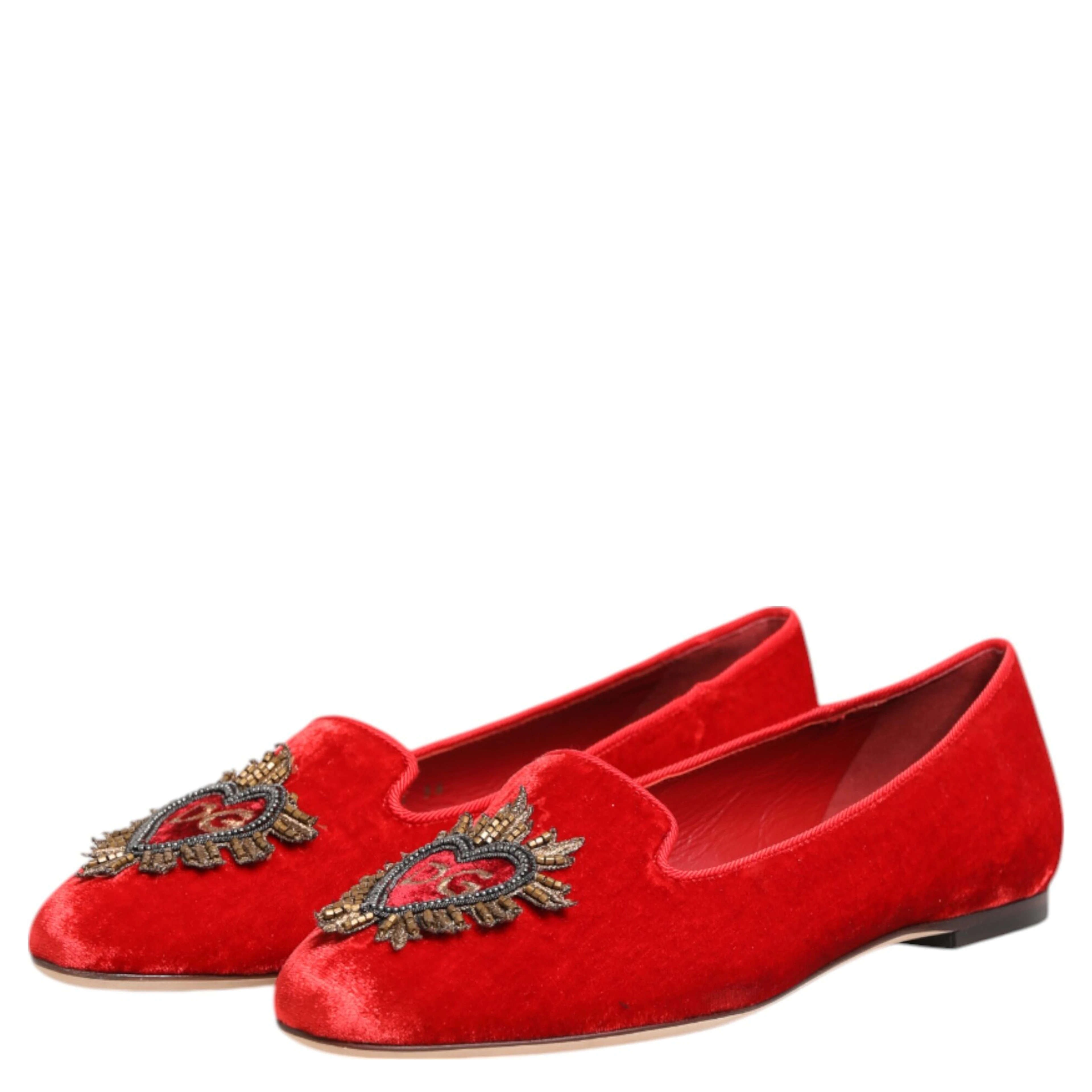 Red Velvet DG Heart Loafers Flats Shoes