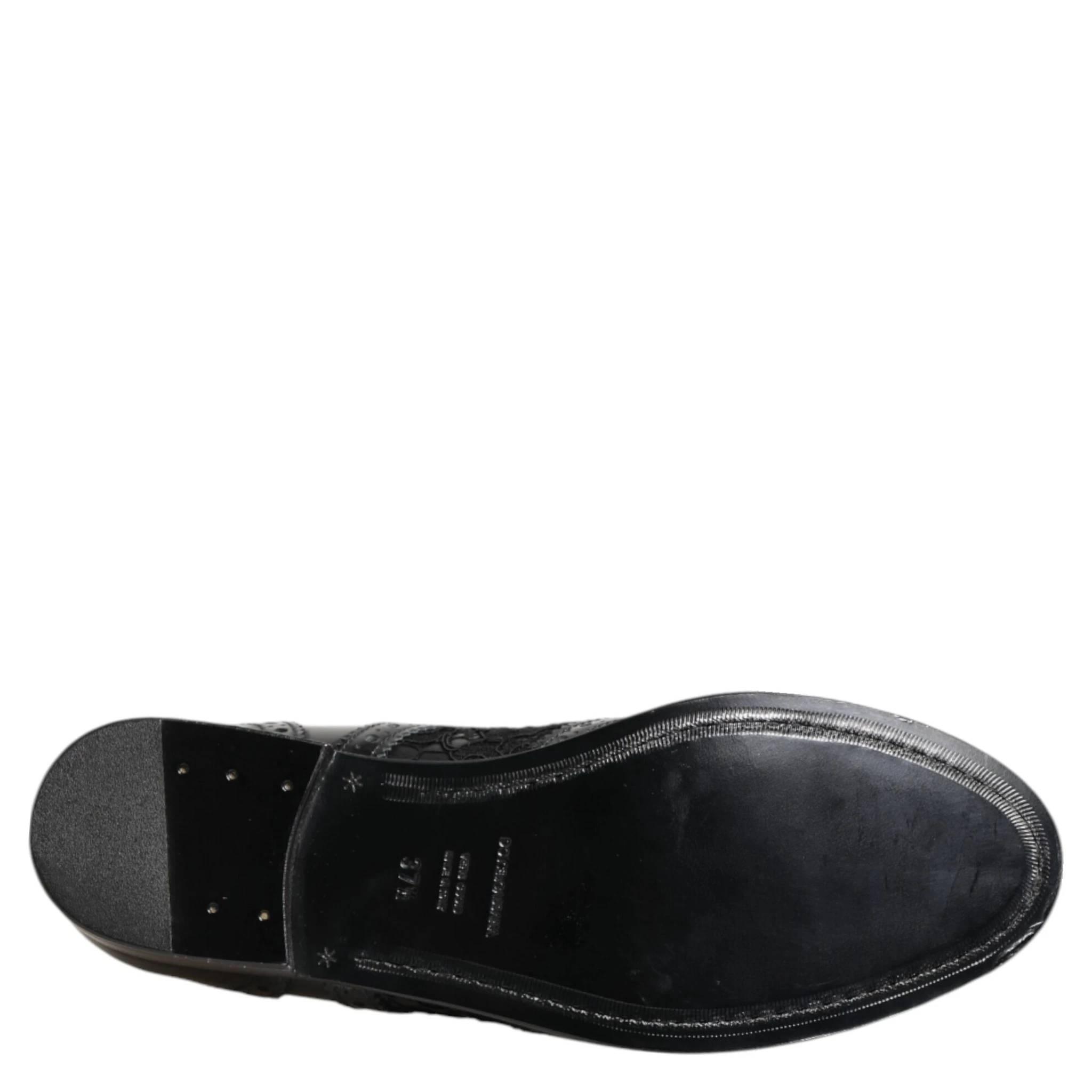 Black Leather Floral Lace Dress Formal Shoes