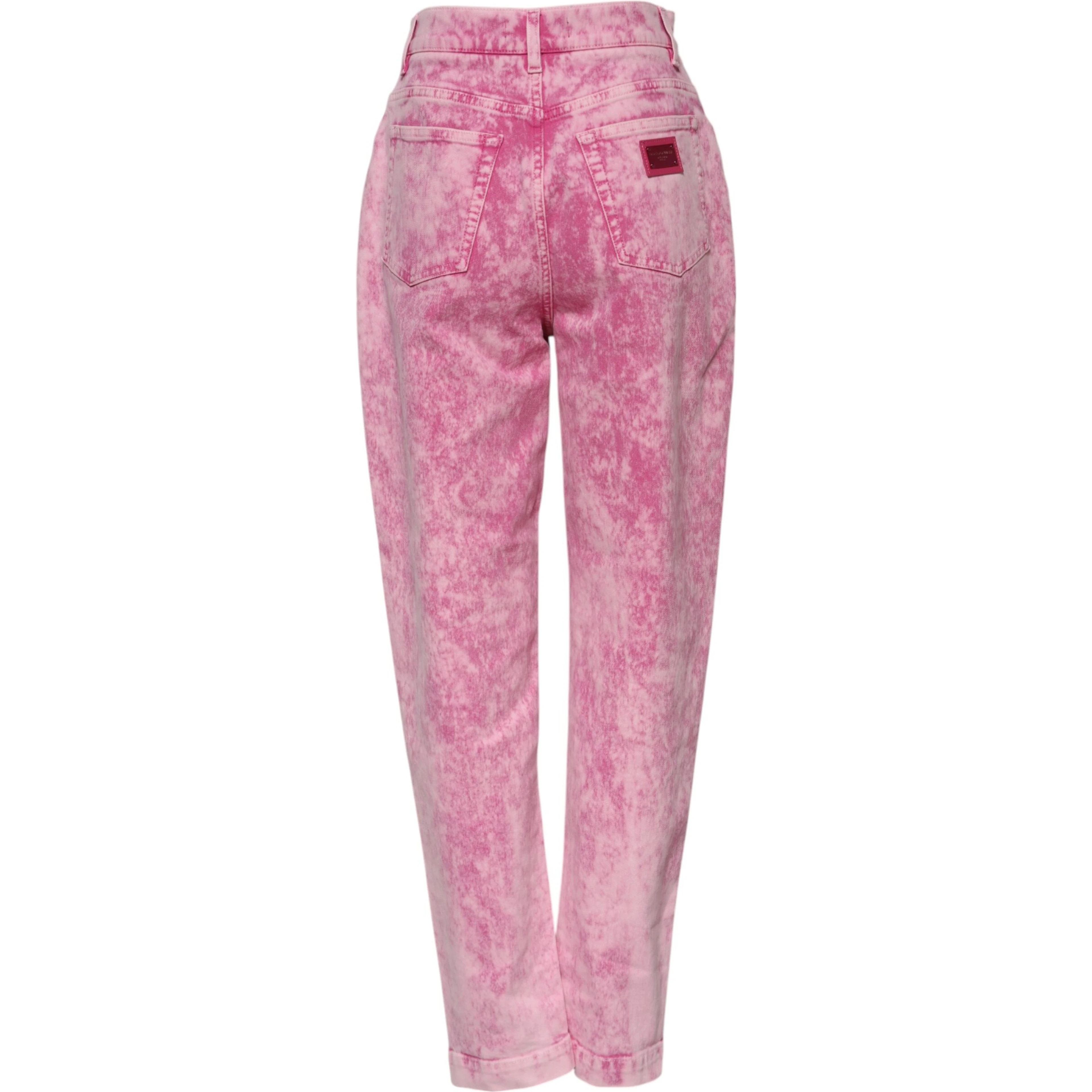Pink Tie Dye High Waist Tapered Denim Jeans