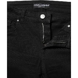 Black Cotton Skinny Mid Waist Denim Jeans