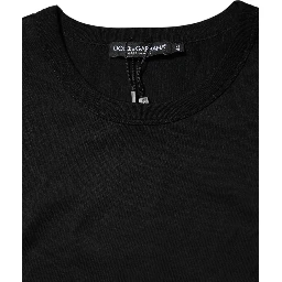 Black Cotton Crewneck Short Sleeves T-shirt