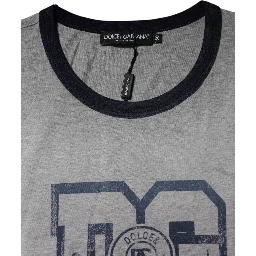 Gray DG Graphic Print Cotton Crewneck T-shirt