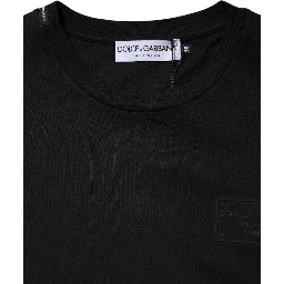 Black Logo Plaque Cotton Crew Neck T-shirt