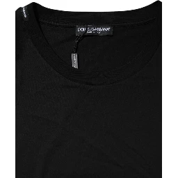 Black Cotton Crew Neck Short Sleeves T-shirt