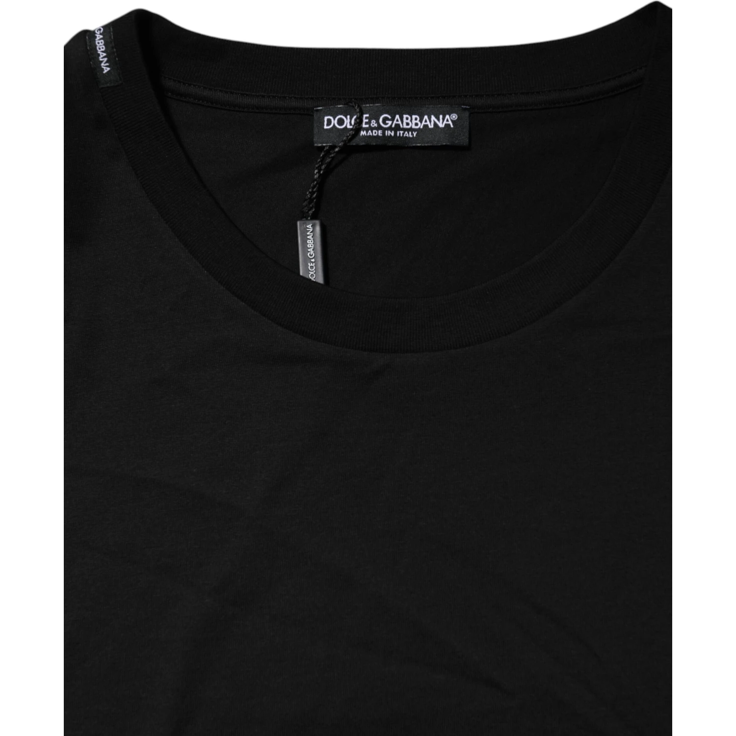 Black Cotton Crew Neck Short Sleeves T-shirt