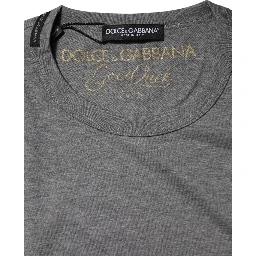 Gray Cotton Crew Neck Short Sleeves T-shirt