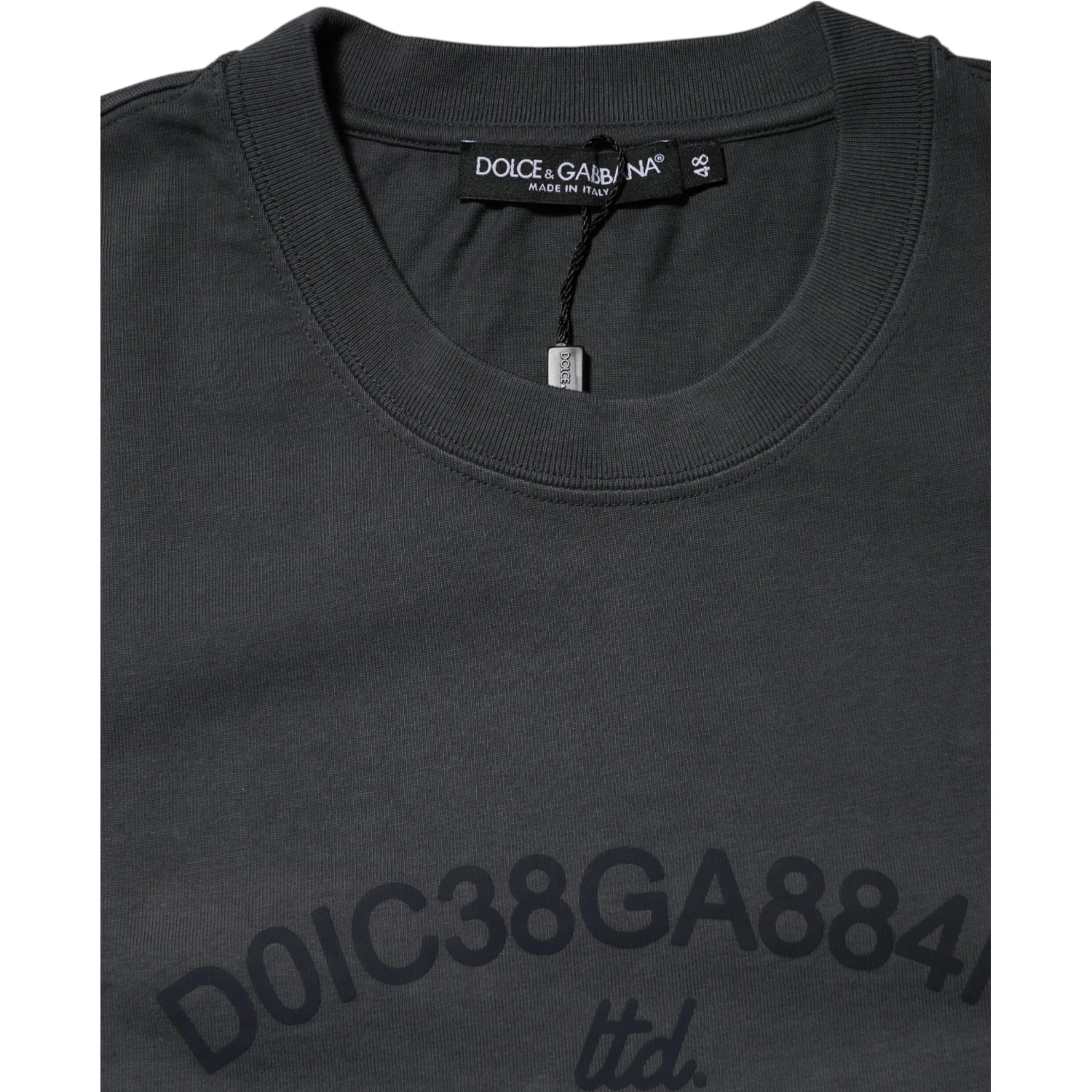 Gray Logo Graphic Cotton Crew Neck T-shirt