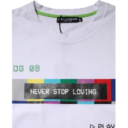 White Cotton Printed Short Sleeves T-shirt