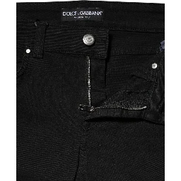 Black Cotton Skinny Mid Waist Denim Jeans