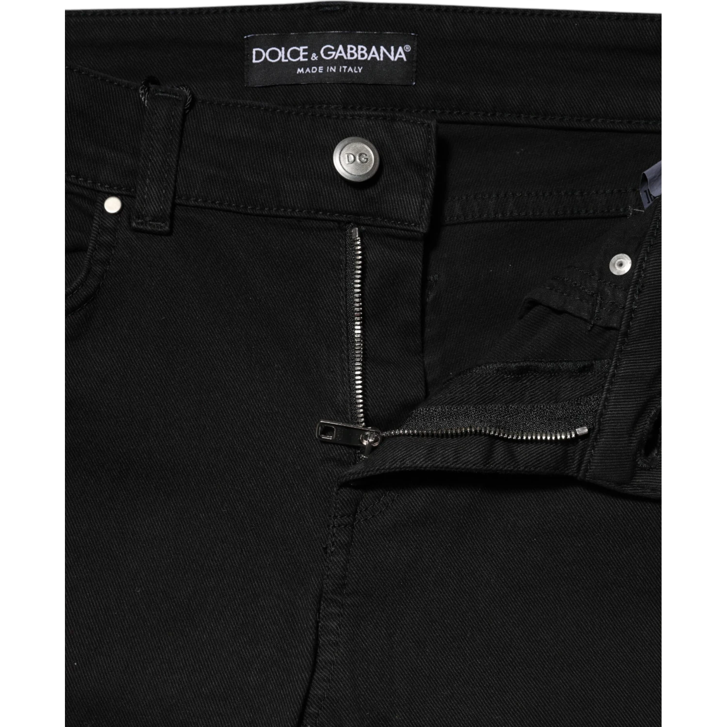 Black Cotton Skinny Mid Waist Denim Jeans