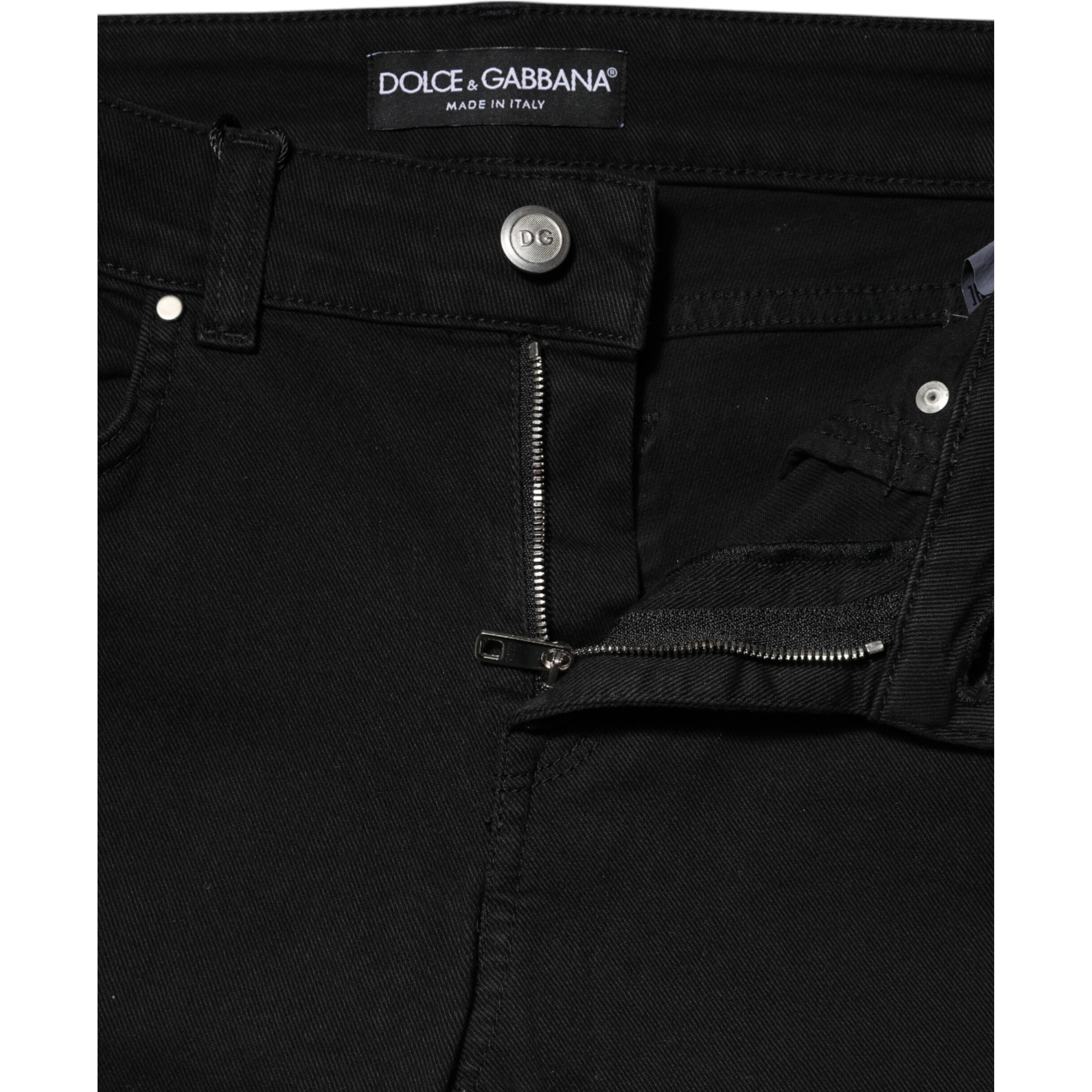 Black Cotton Skinny Mid Waist Denim Jeans