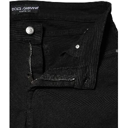 Black Cotton Skinny Mid Waist Denim Jeans