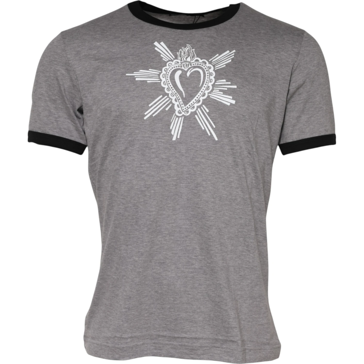 Gray Sacred Heart Cotton Crew Neck T-shirt
