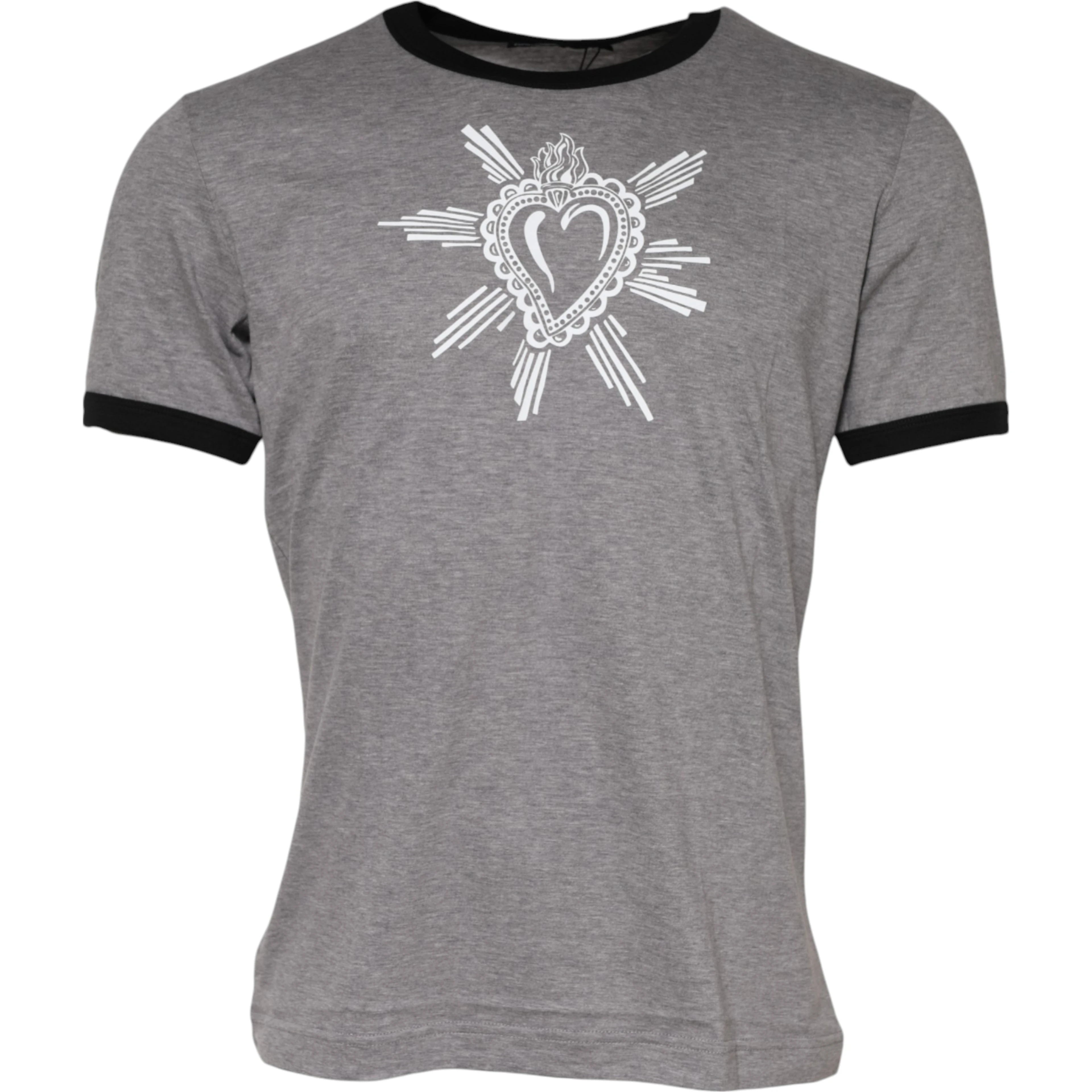 Gray Sacred Heart Cotton Crew Neck T-shirt