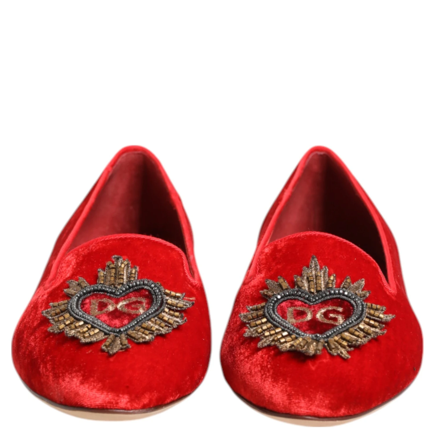 Red Velvet DG Heart Loafers Flats Shoes