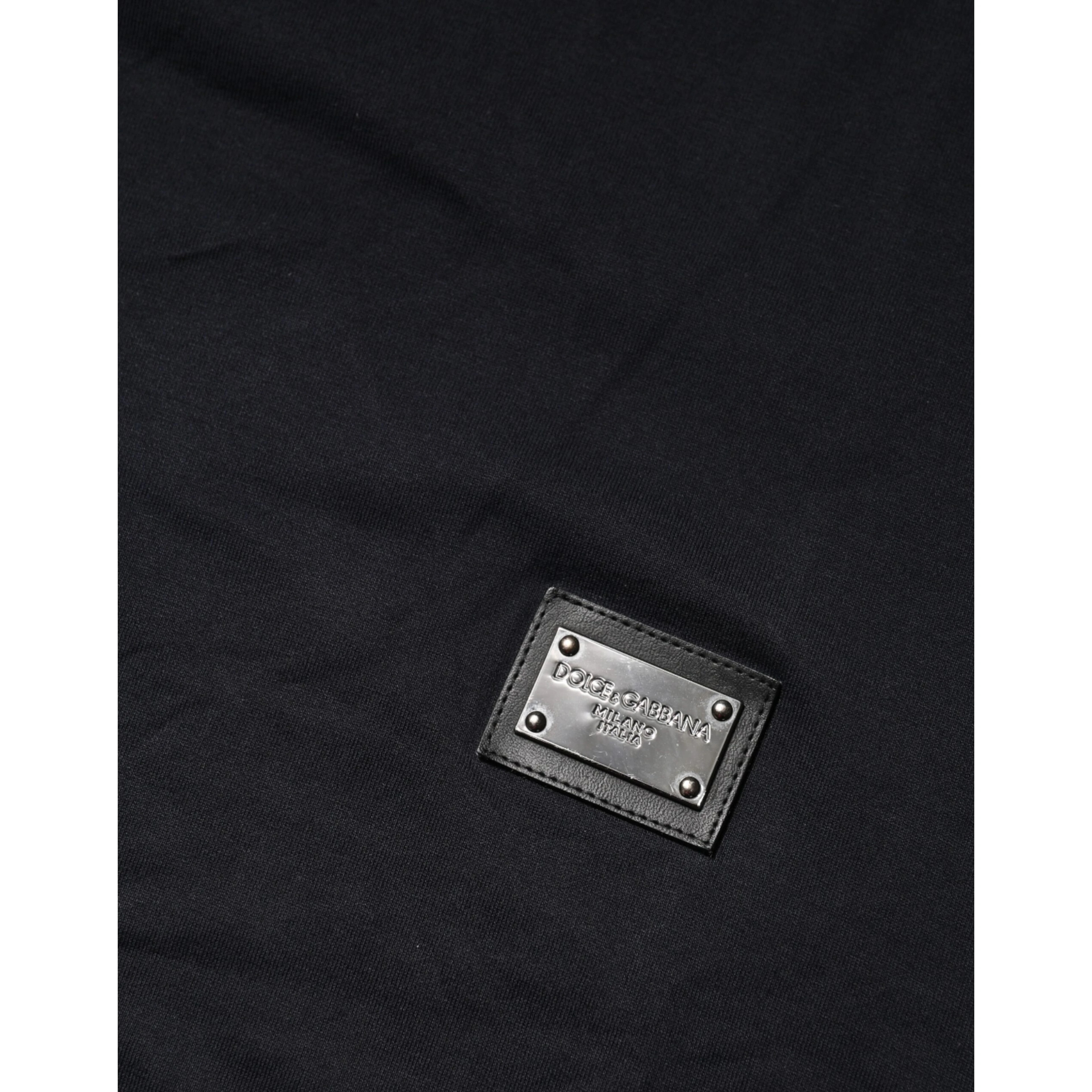 Dark Blue Logo Plaque Cotton Crewneck T-shirt