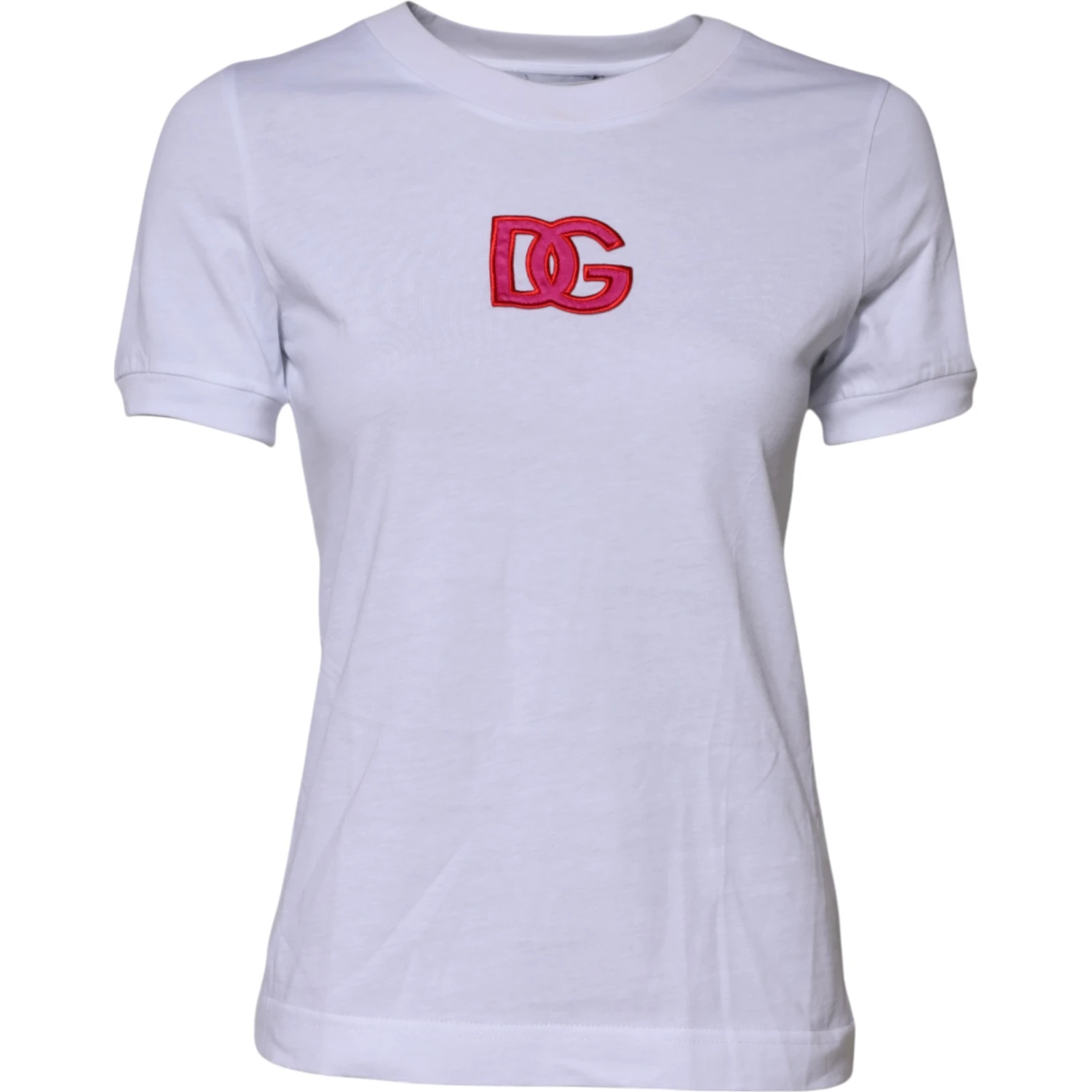 White Cotton DG Logo Embroidery Top T-shirt