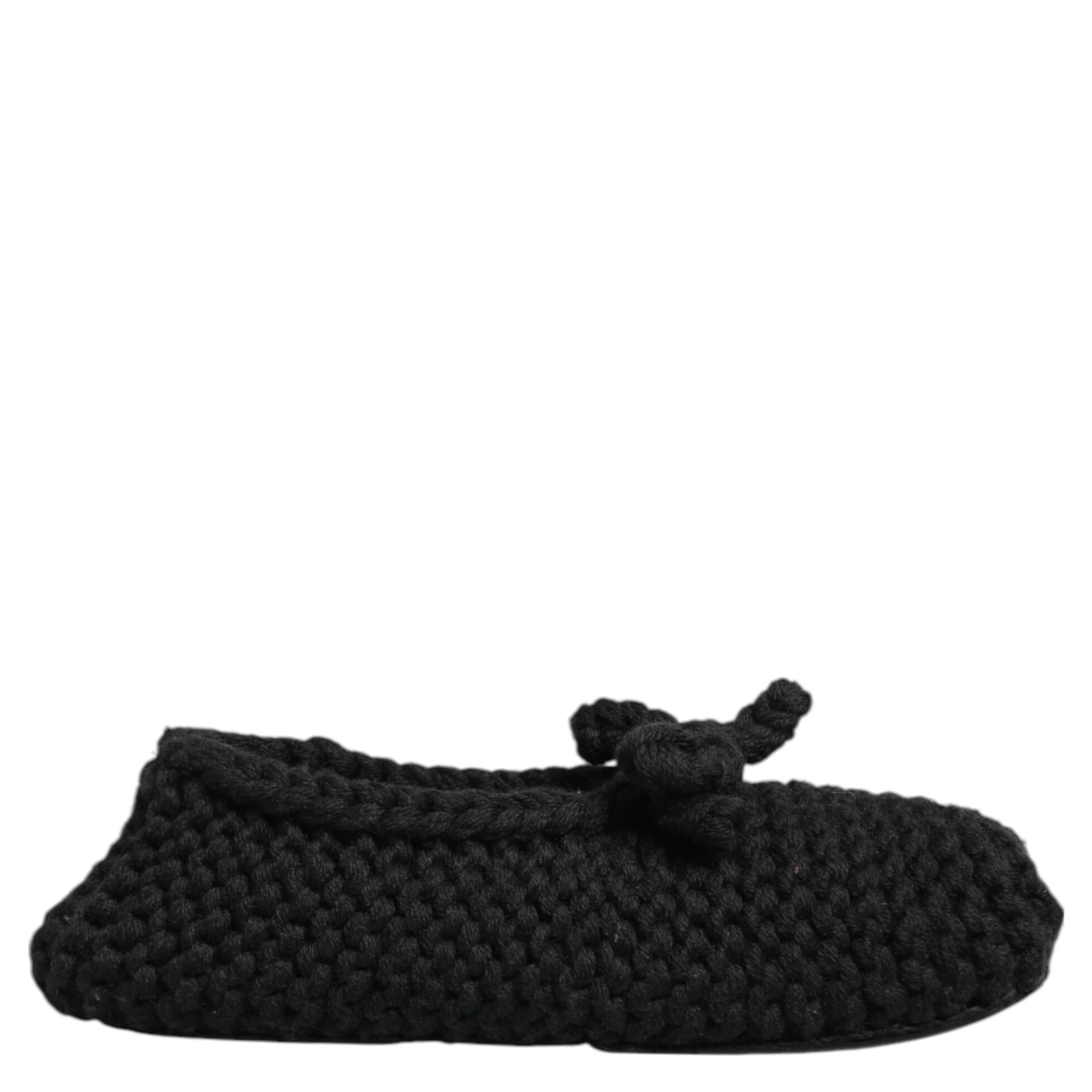 Black Wool Knit Slip On Ballerina Flats Shoes