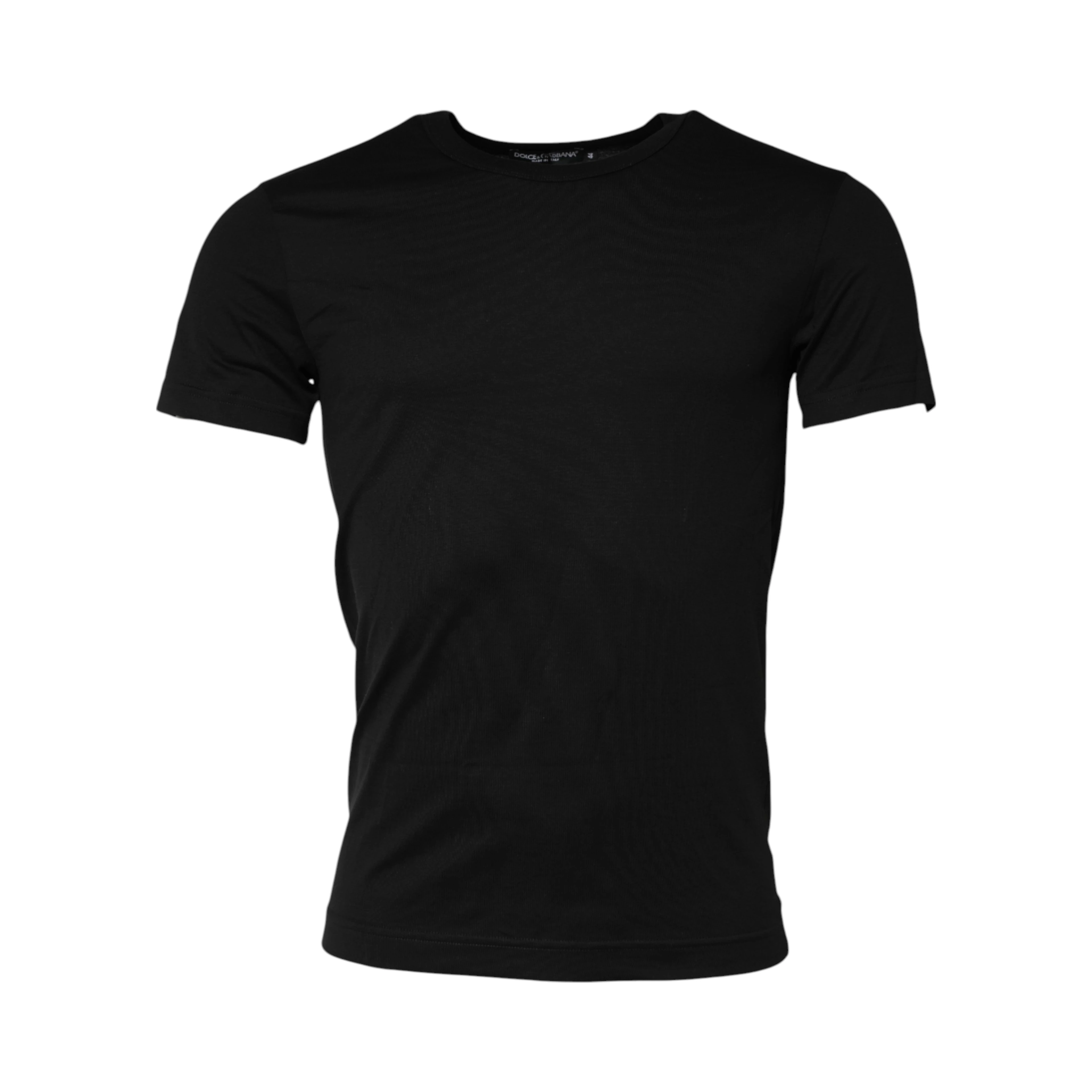 Black Cotton Crewneck Short Sleeves T-shirt