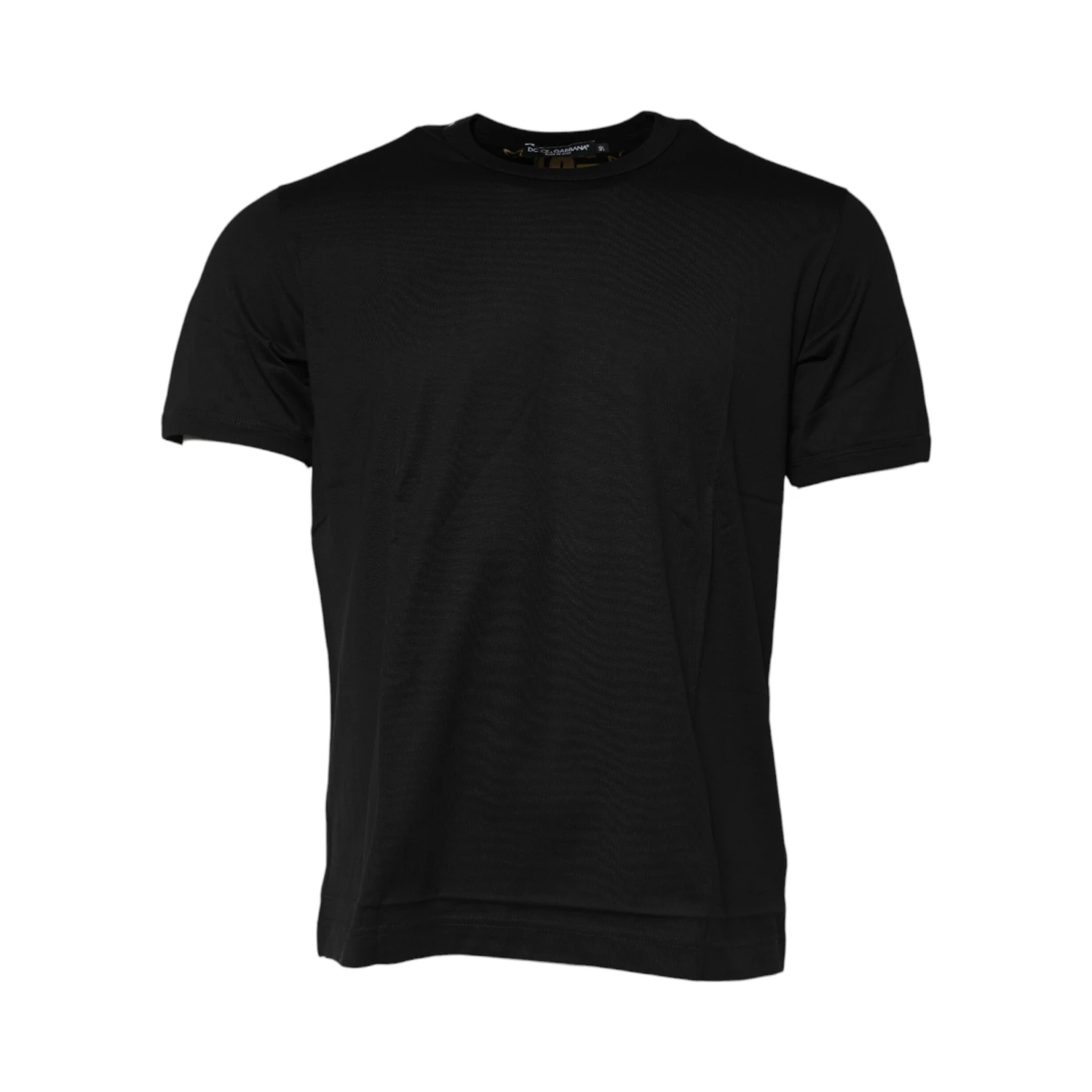 Black Cotton Logo Print Crew Neck T-shirt