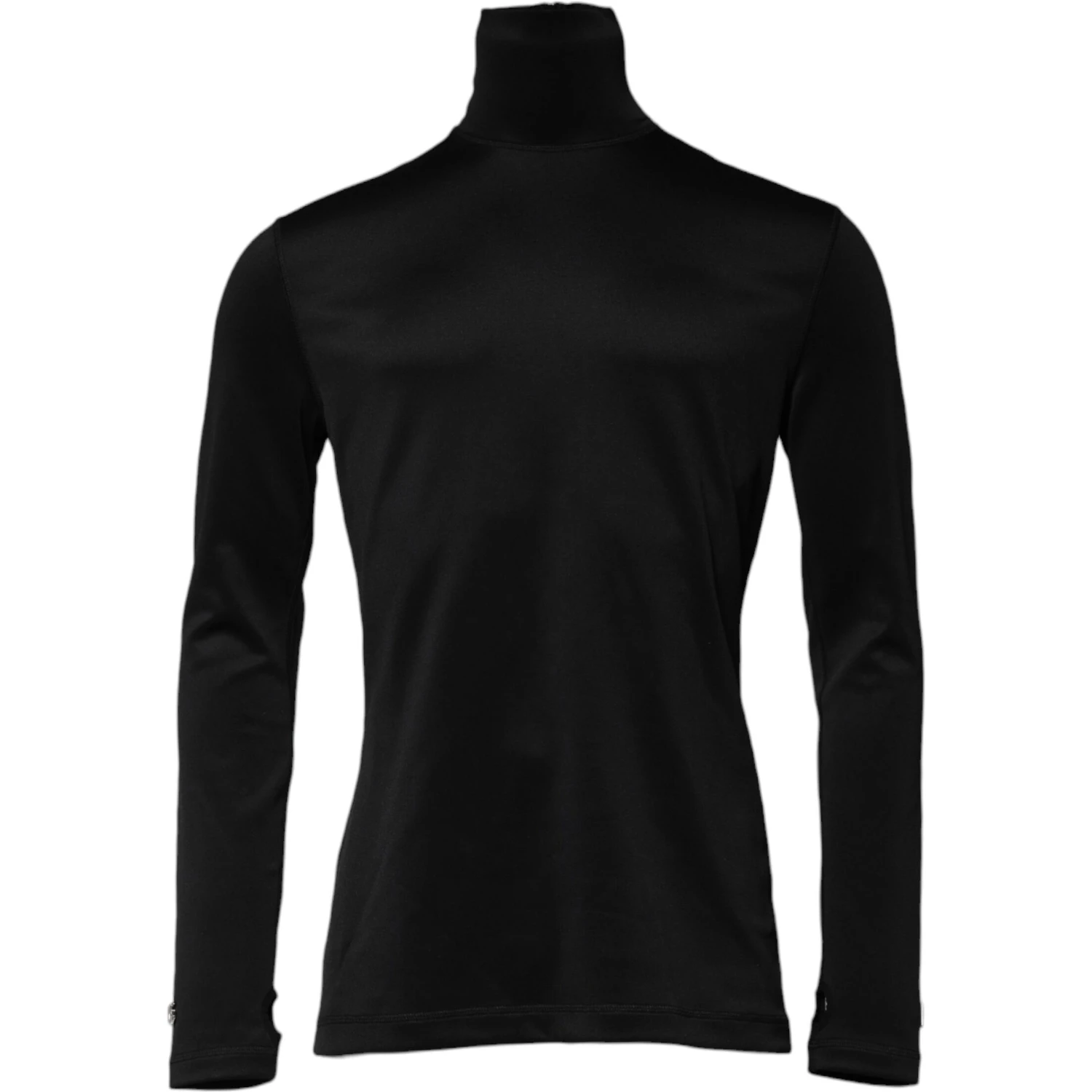 Black Polyester Turtleneck Pullover Sweater