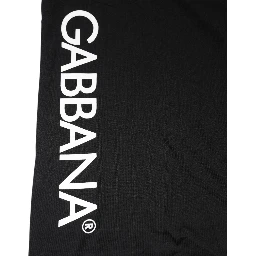 Black Logo Print Cotton Men Crew Neck T-shirt