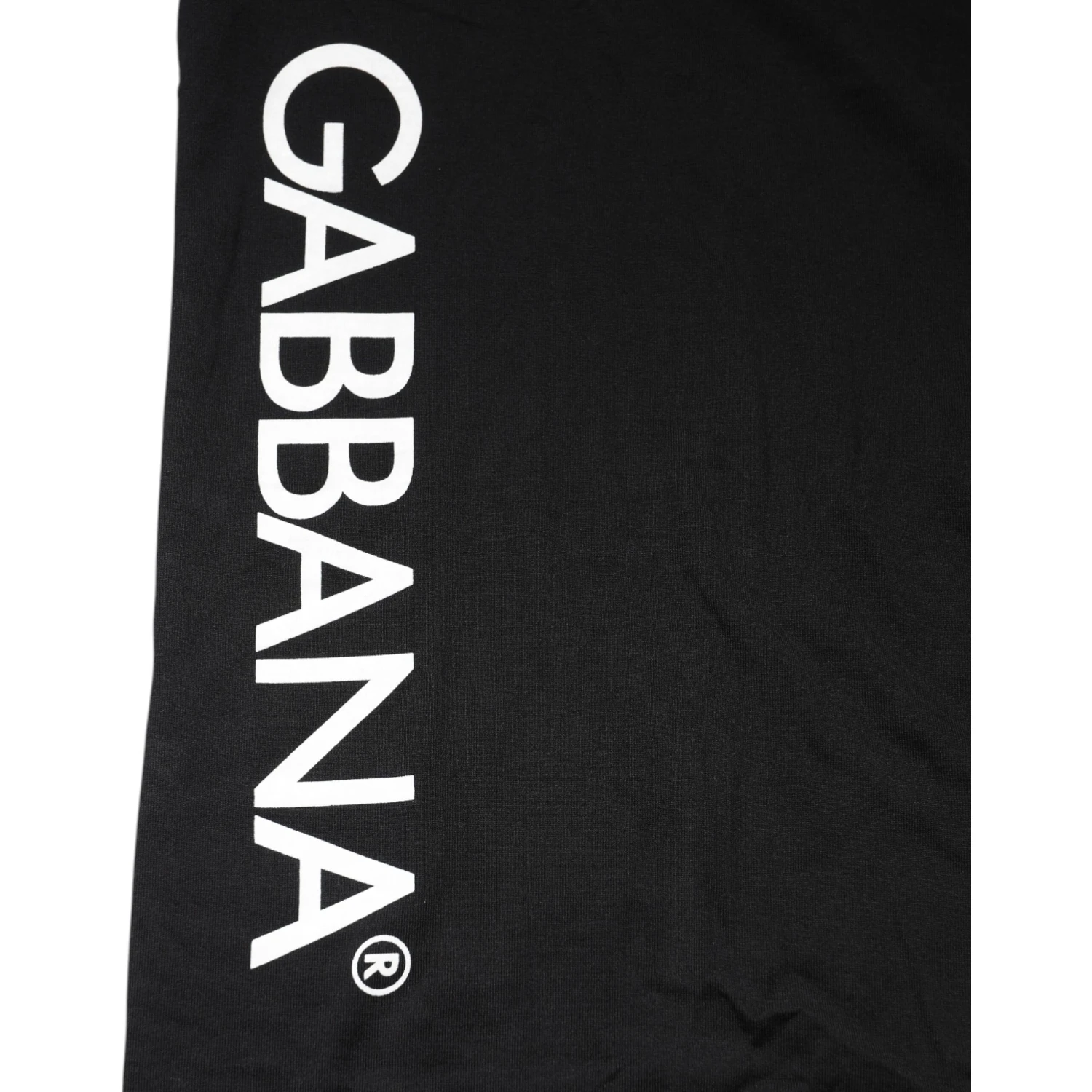 Black Logo Print Cotton Men Crew Neck T-shirt