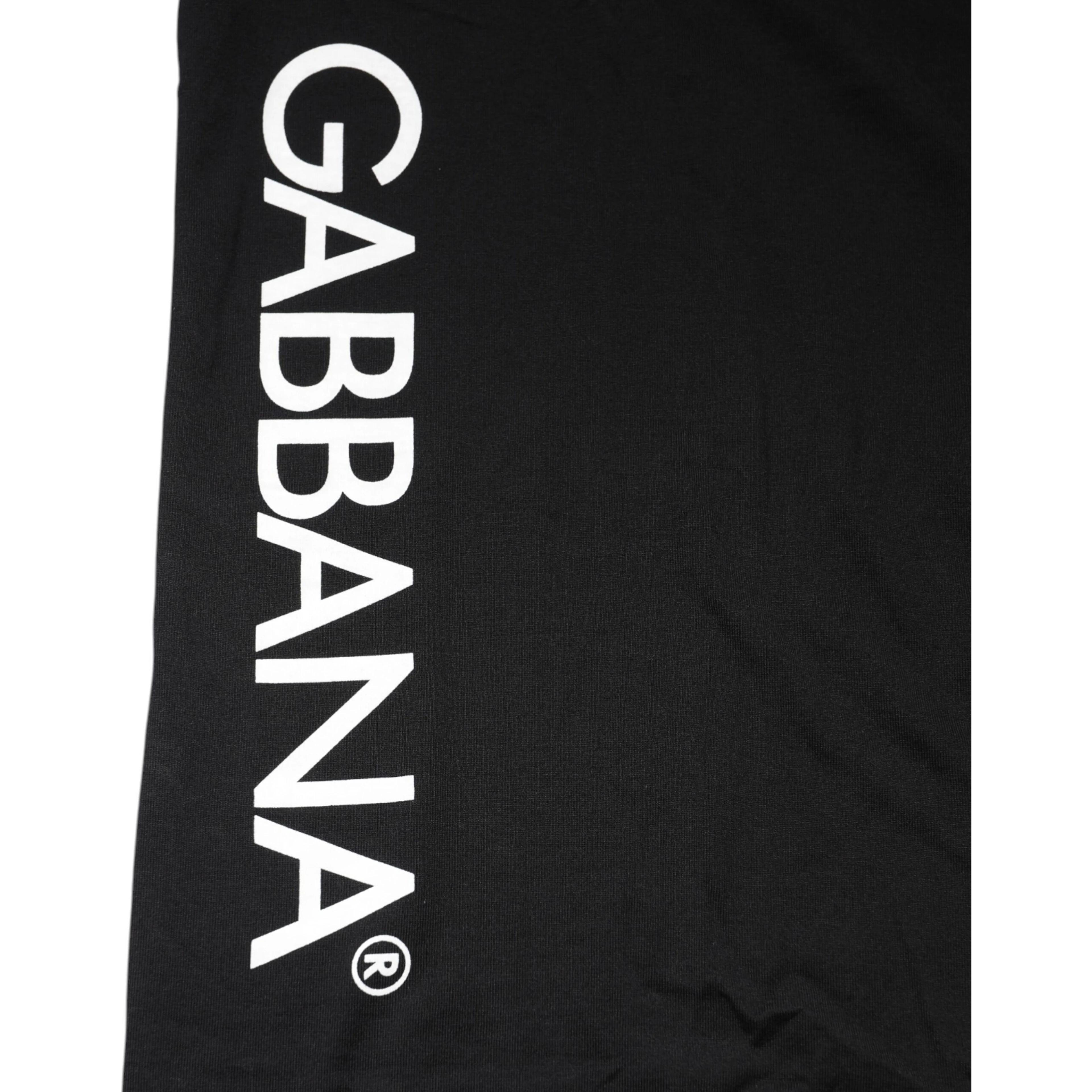 Black Logo Print Cotton Men Crew Neck T-shirt