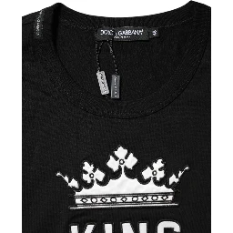 Black DG King Crown Cotton Crew Neck T-shirt