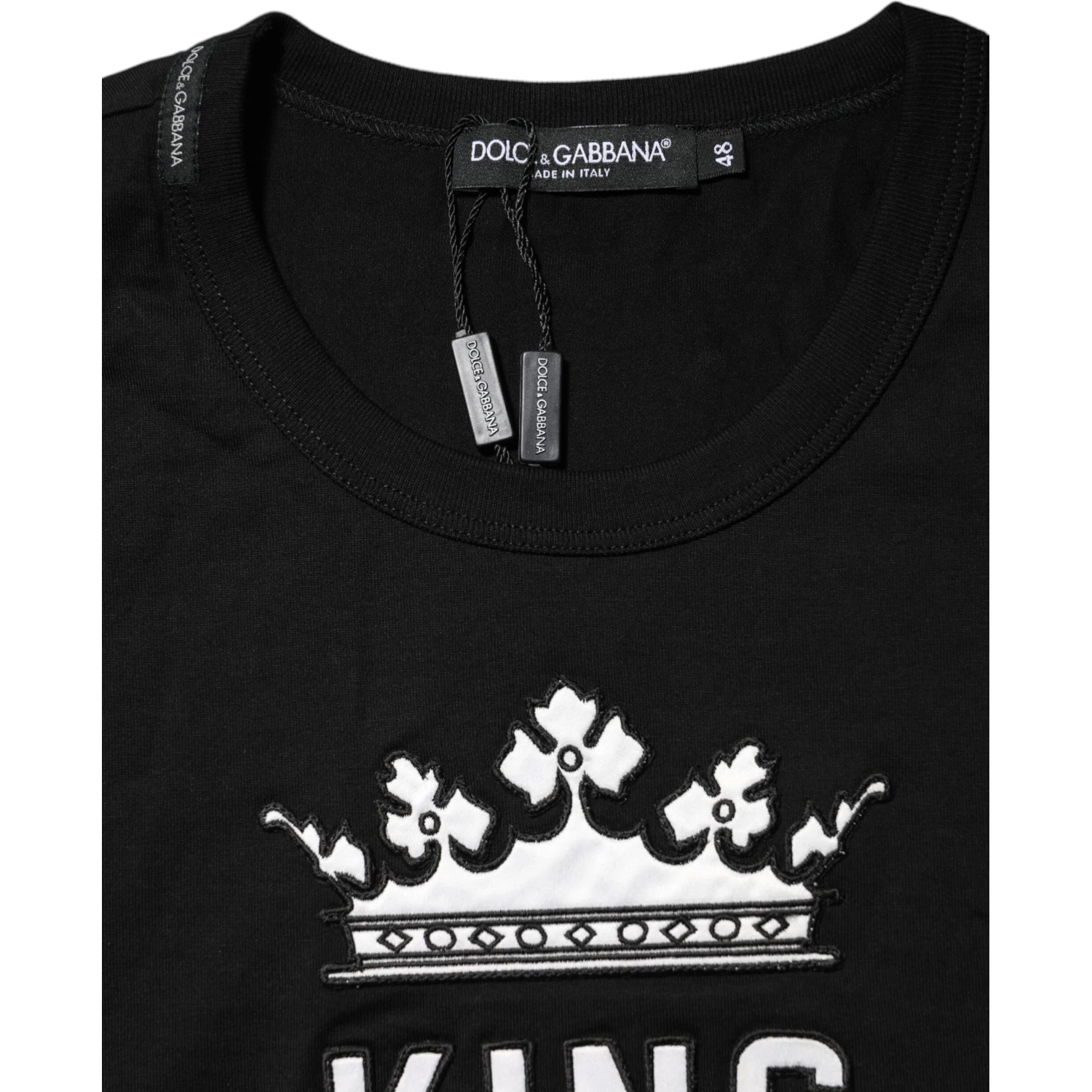 Black DG King Crown Cotton Crew Neck T-shirt