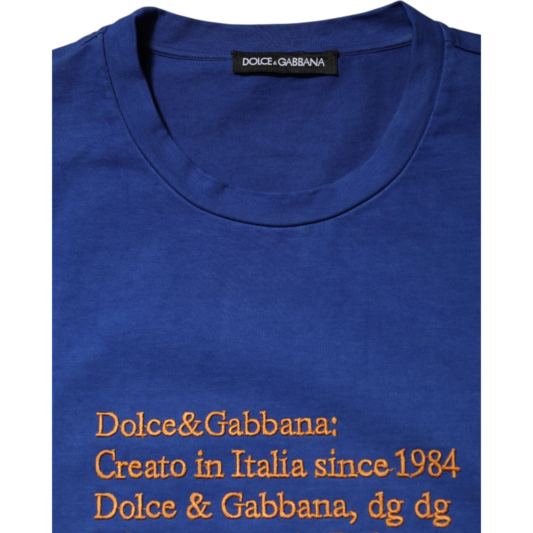 Blue Logo Graphic Cotton Crew Neck T-shirt