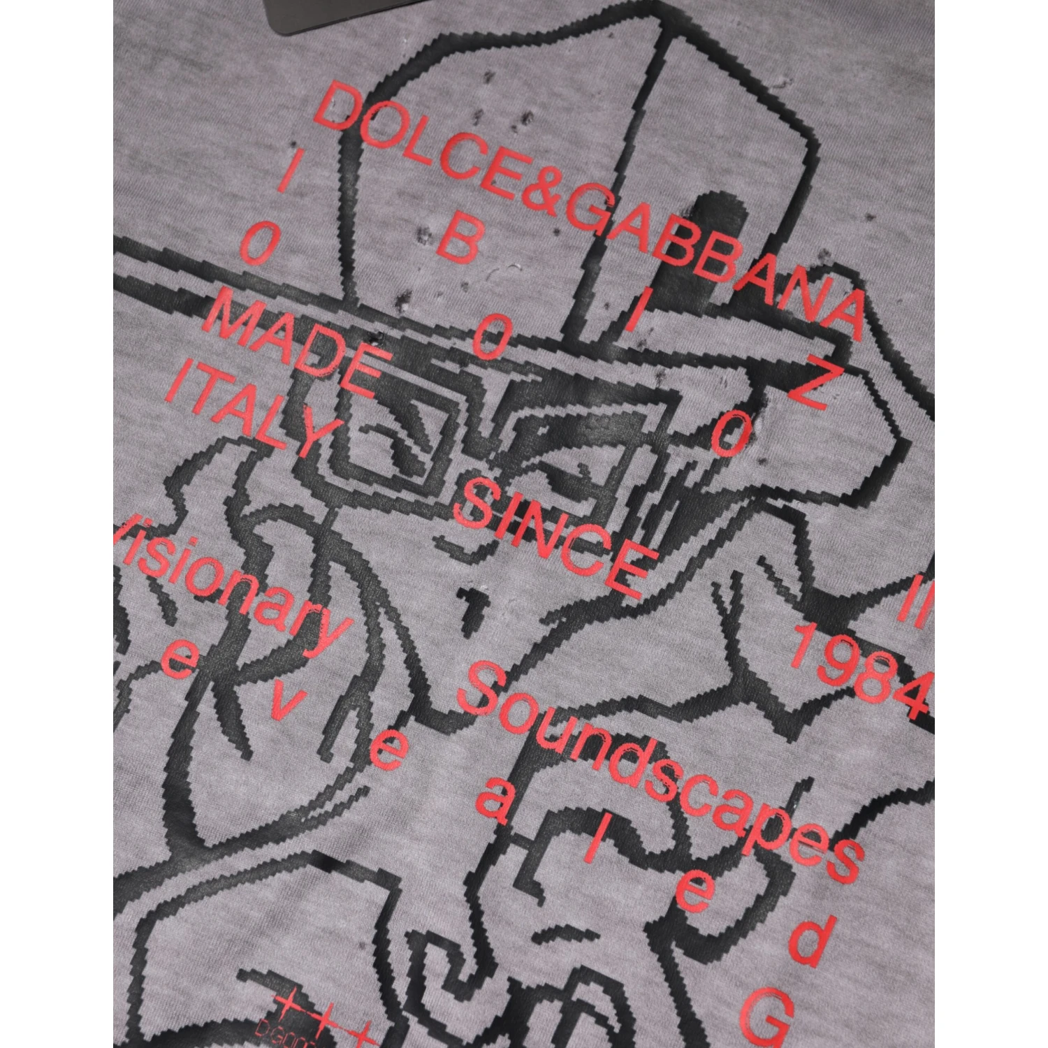 Gray Graphic Print Cotton Crew Neck T-shirt