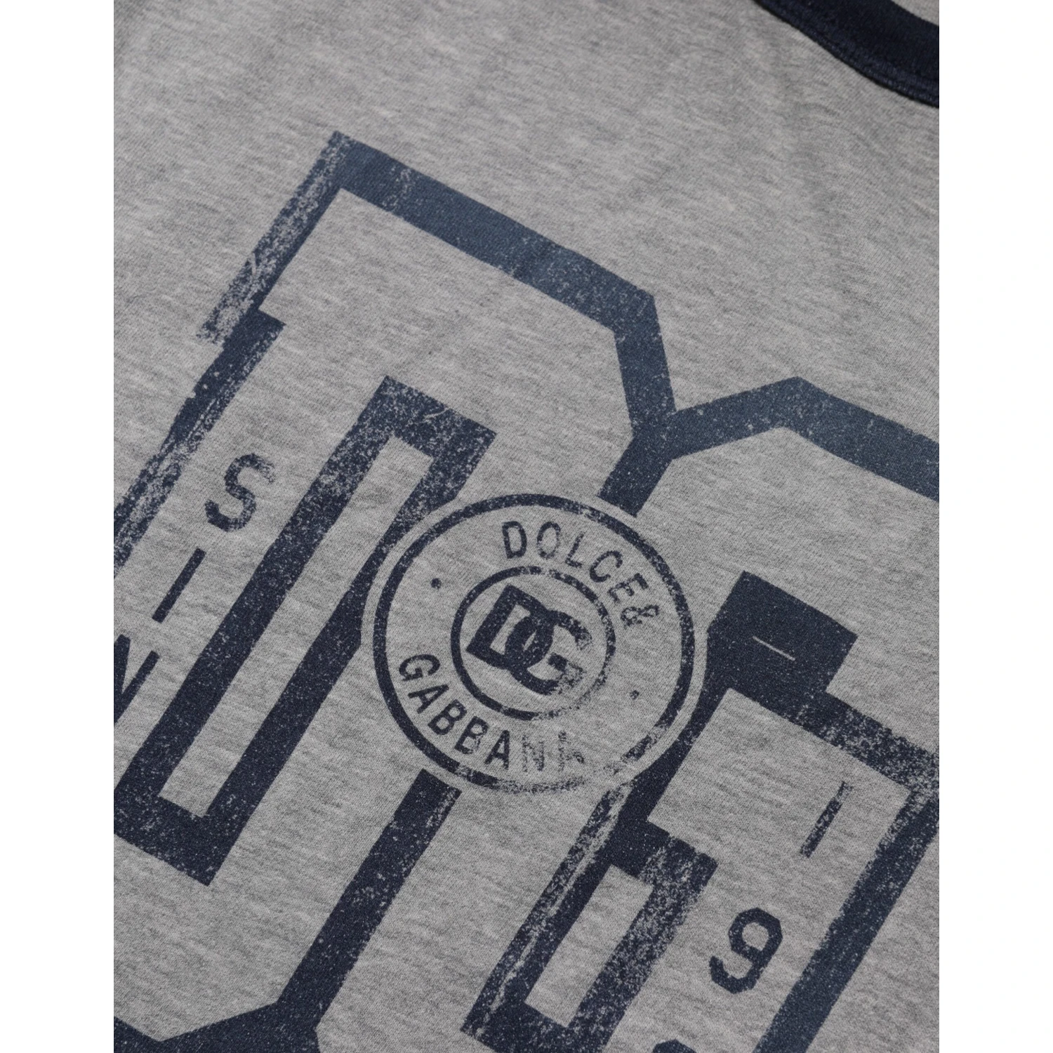 Gray DG Graphic Print Cotton Crewneck T-shirt