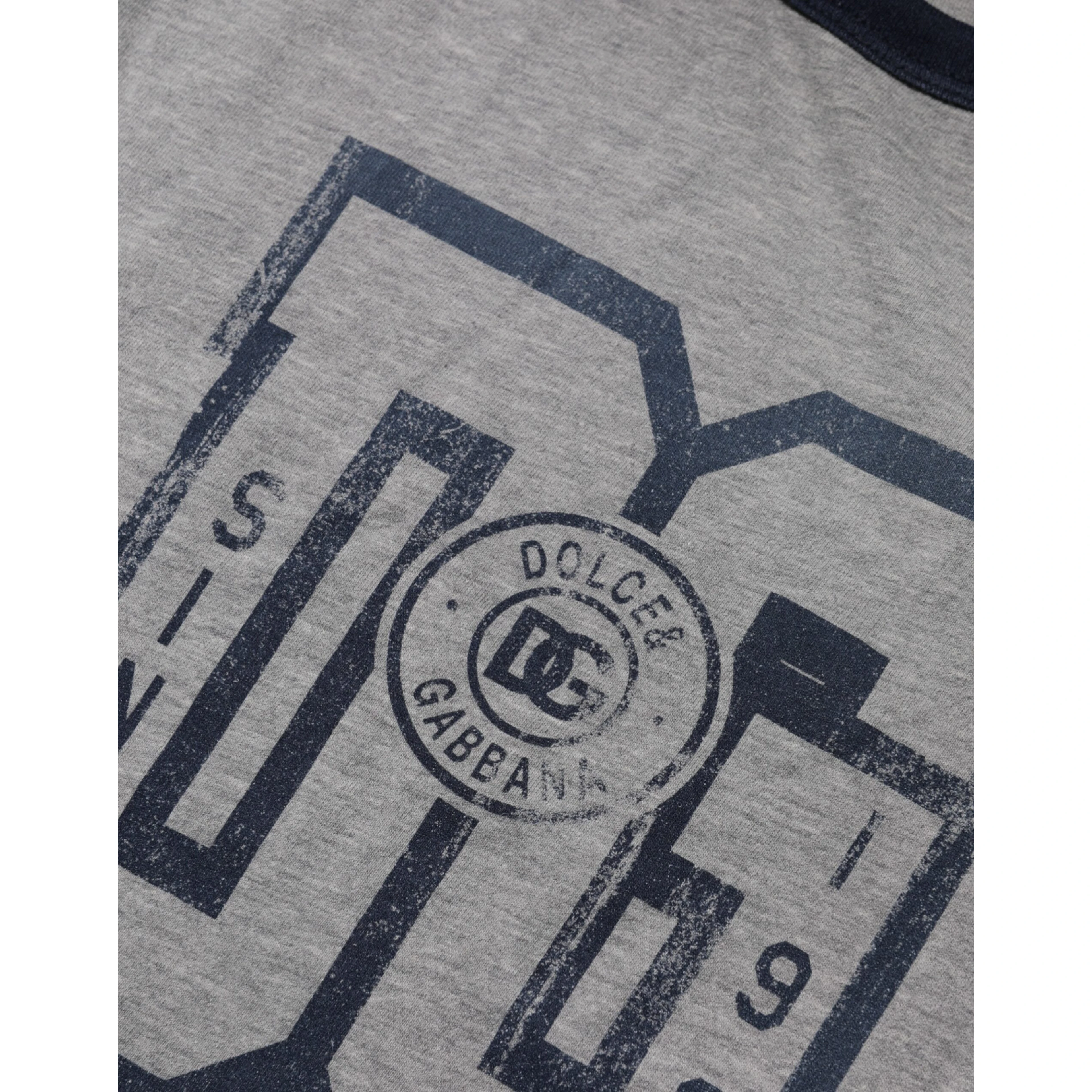Gray DG Graphic Print Cotton Crewneck T-shirt