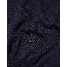 Dark Blue Silk Crew Neck Short Sleeves T-shirt
