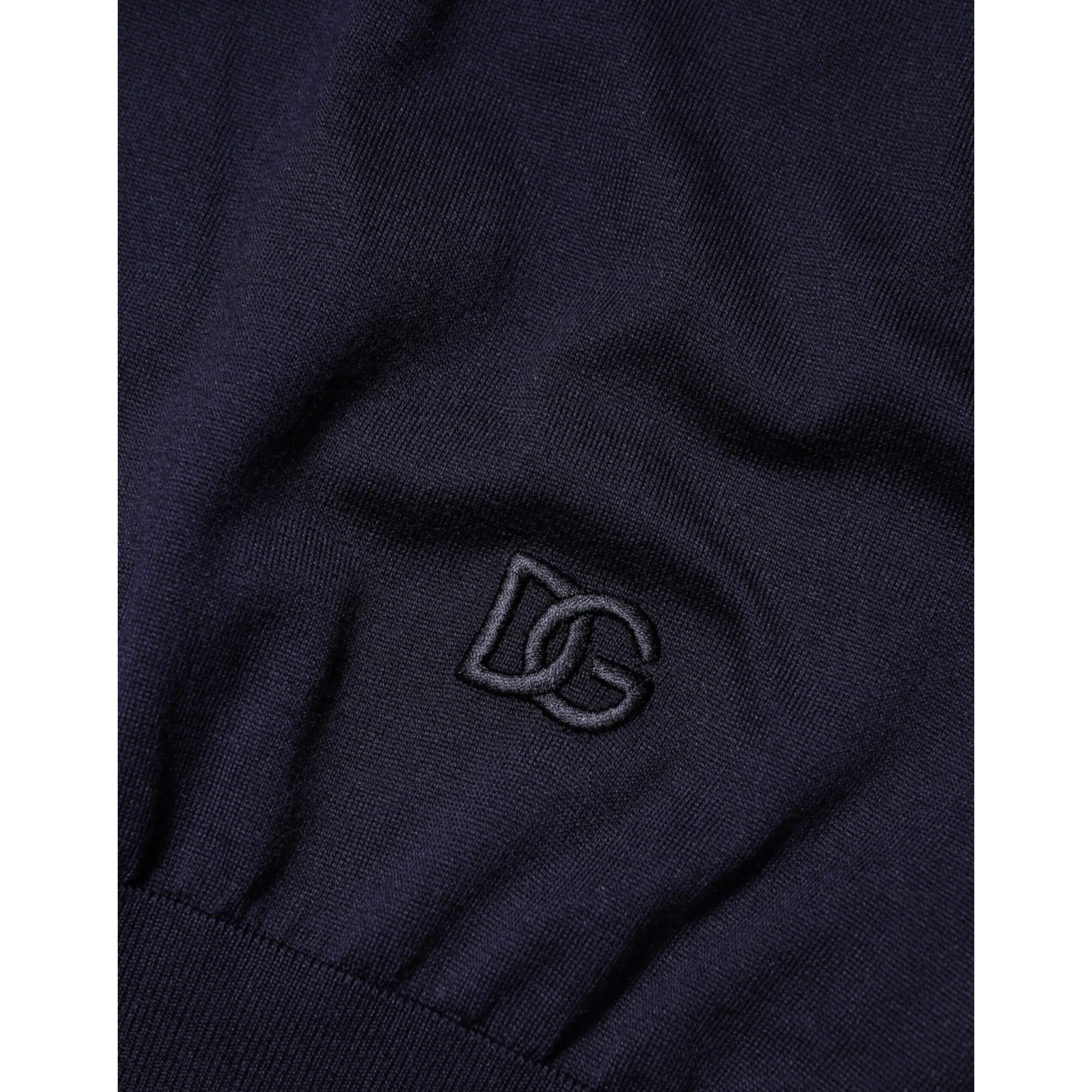 Dark Blue Silk Crew Neck Short Sleeves T-shirt