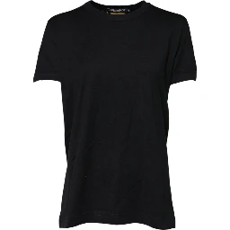 Black Cotton DG Print Short Sleeve Top T-shirt
