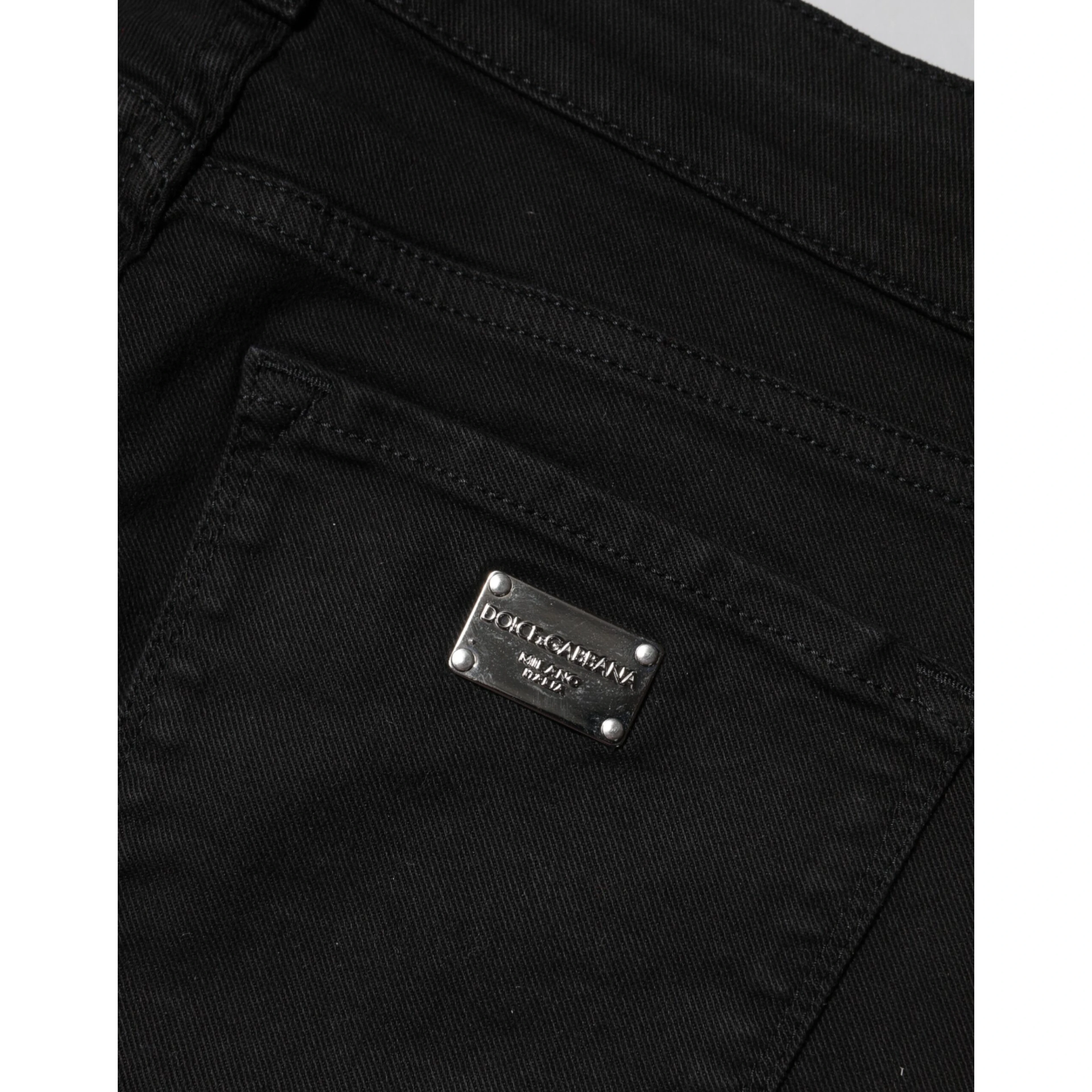 Black Cotton Skinny Mid Waist Denim Jeans