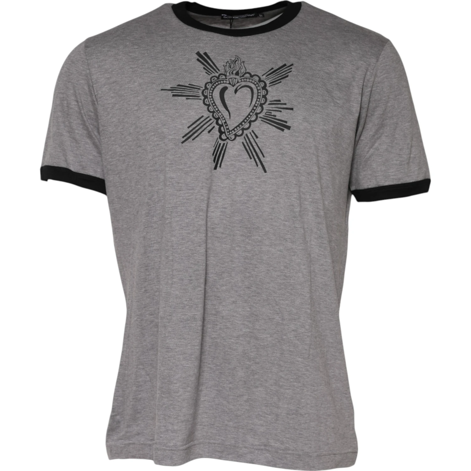 Gray Sacred Heart Cotton Crew Neck T-shirt