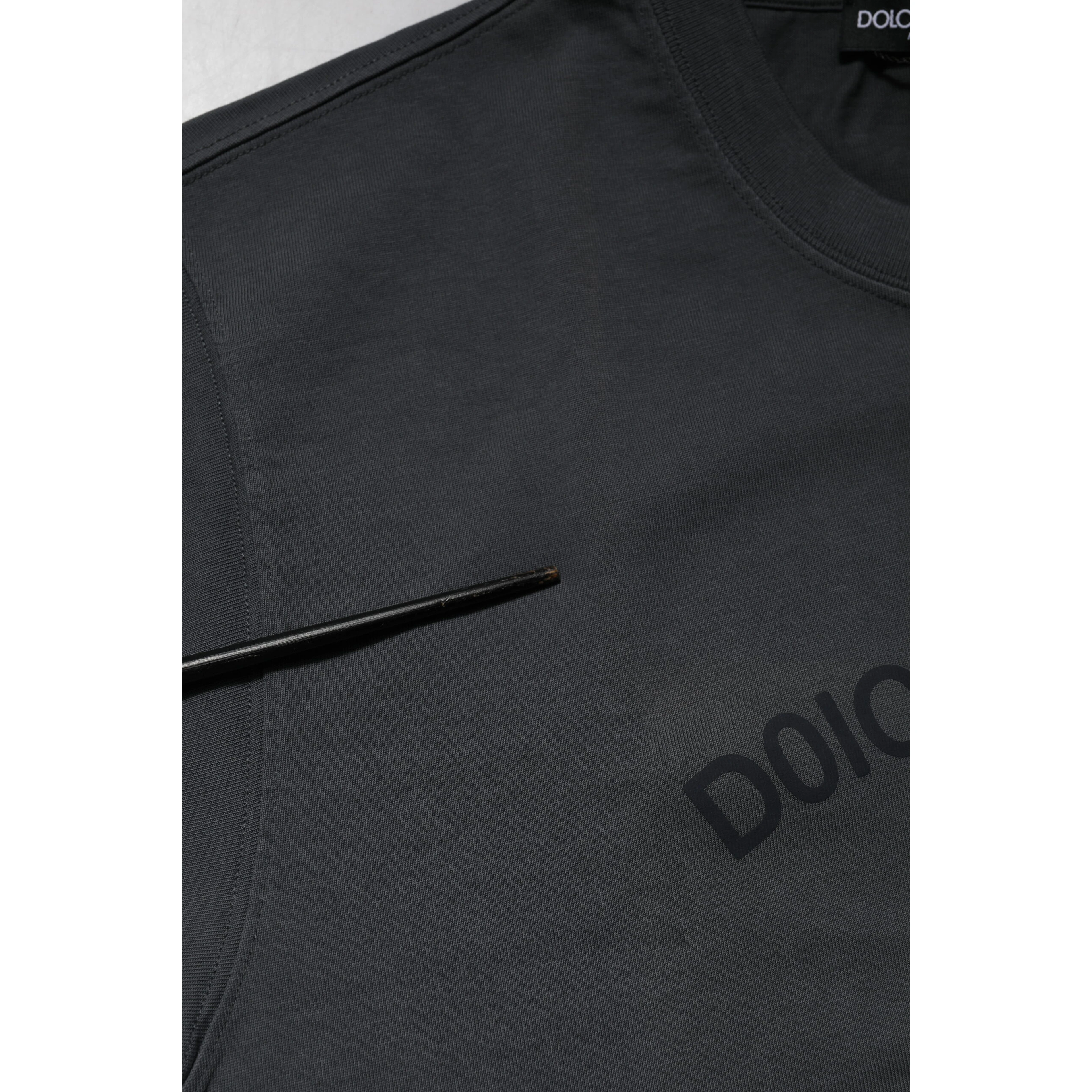 Gray Logo Graphic Cotton Crew Neck T-shirt