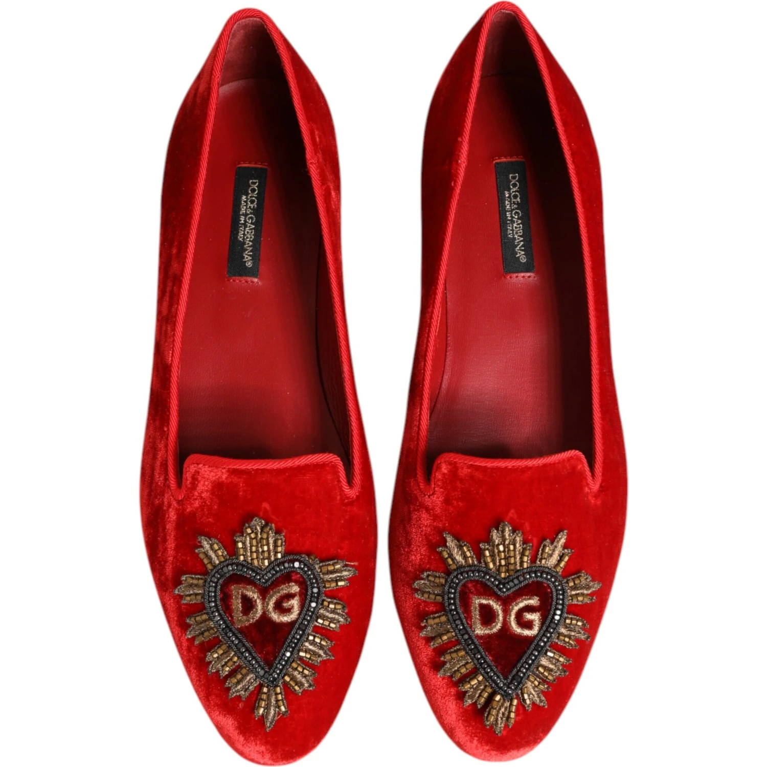 Red Velvet DG Heart Loafers Flats Shoes