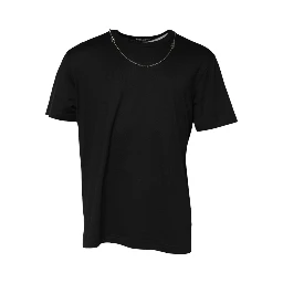 Black Chain Necklace Cotton Crewneck T-shirt