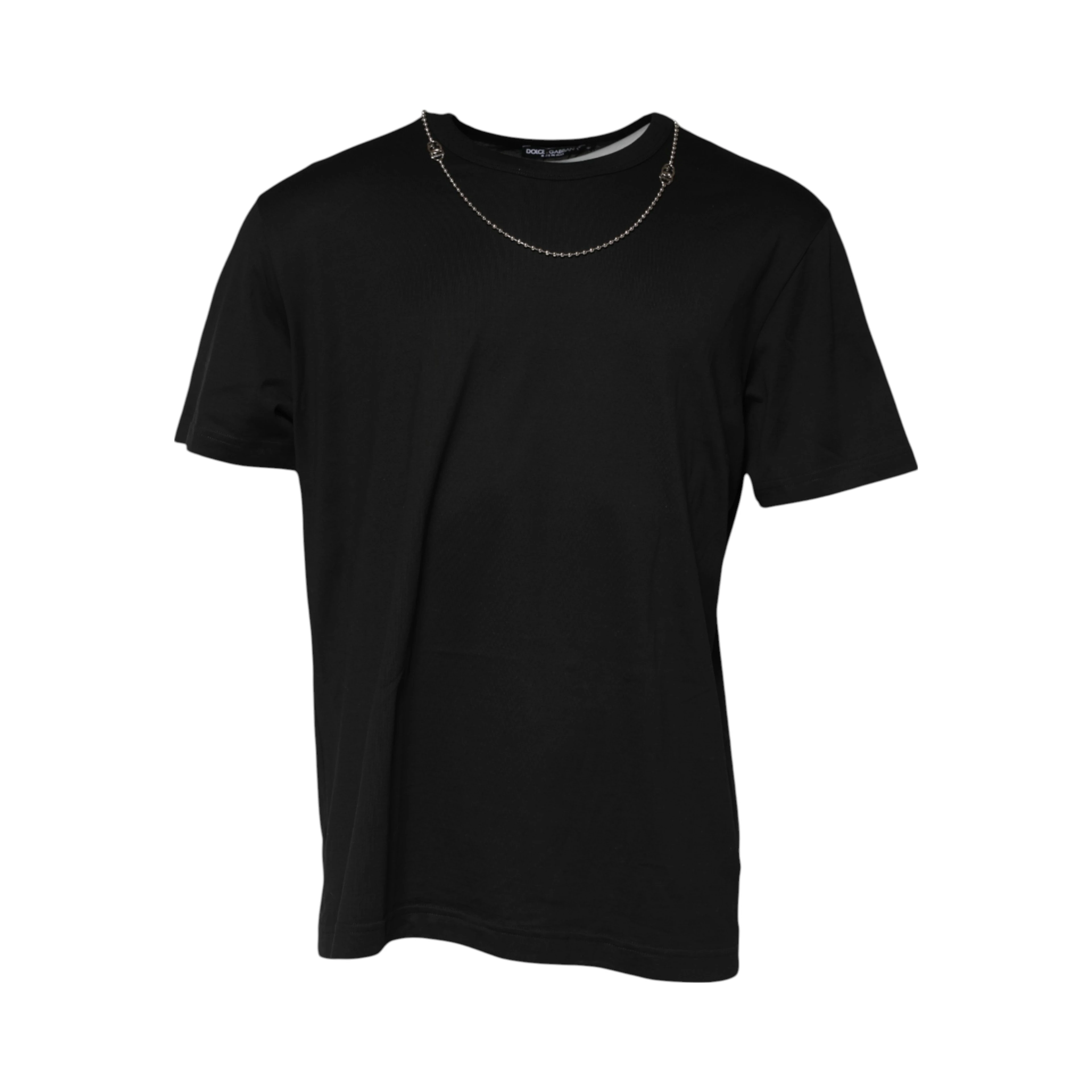 Black Chain Necklace Cotton Crewneck T-shirt