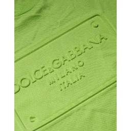 Green Embossed Logo Cotton Crew Neck T-shirt